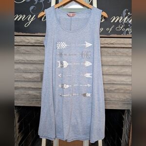 SJS Sleeveless Arrow Graphic Tank Dress - Light Blue Size Medium